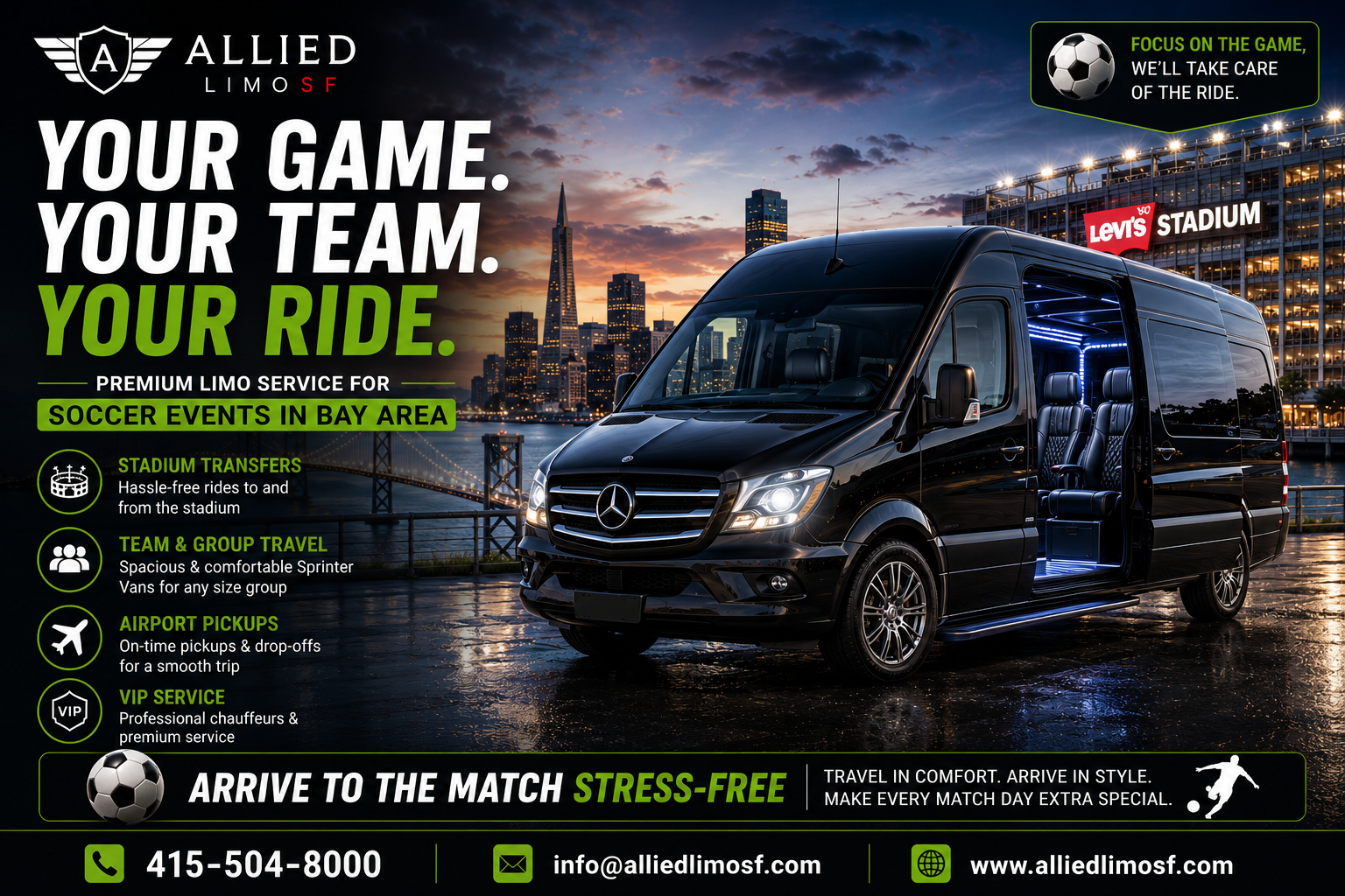 Soccer Match 2026 Bay Area Limo Service | Luxury Game Day Transportation San Francisco