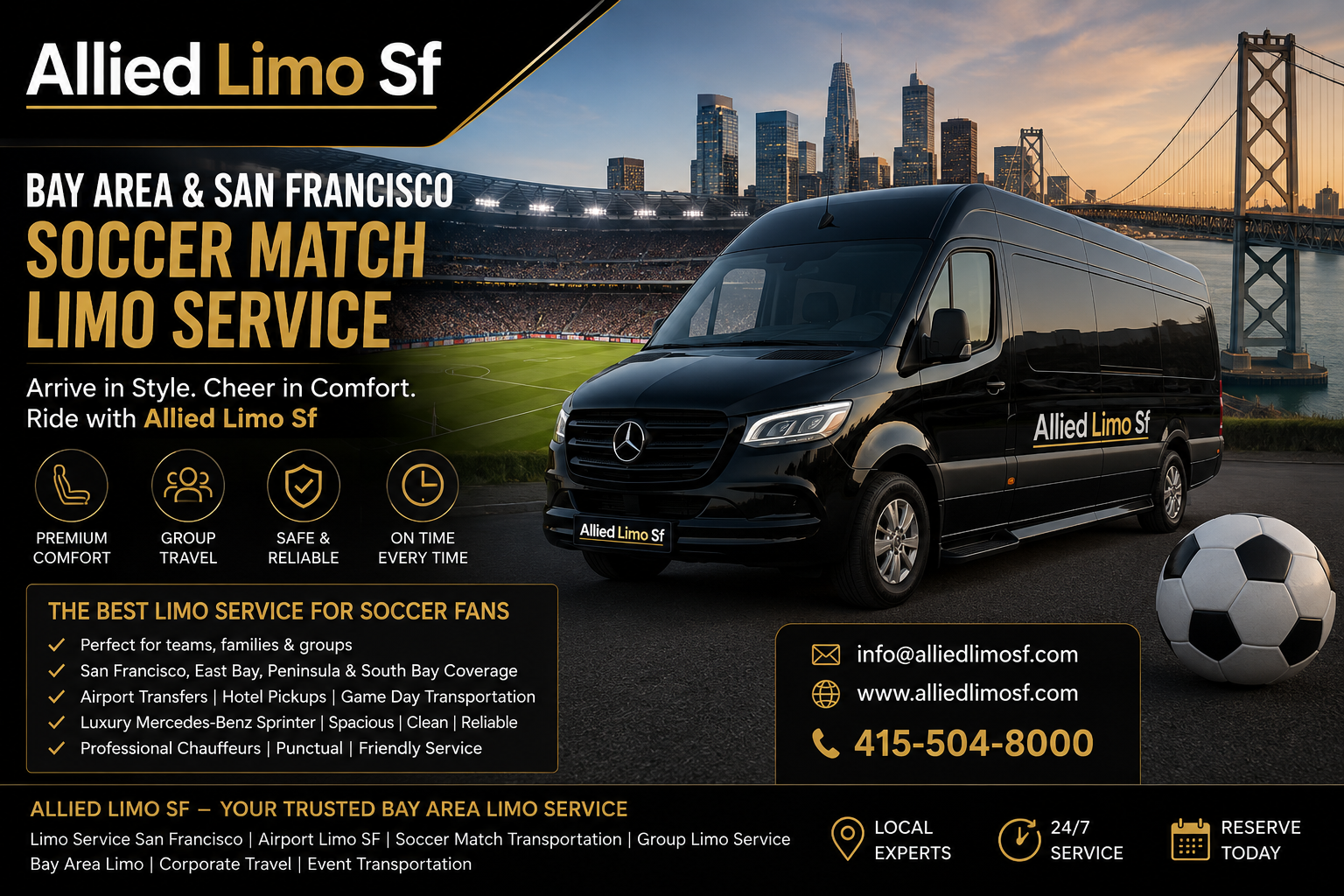 Bay Area Soccer Match Limo Service in San Francisco | Allied Limo SF 2026